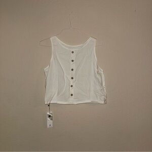 Sleeveless White Button-Up Top